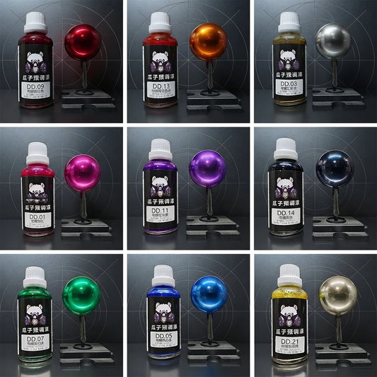 50ML Chrome Water Based Pre-thinned Airbrush Paint Mirror Metallic Finish for Scale Model DIY Hobby Spraying Pre-mixed Paint