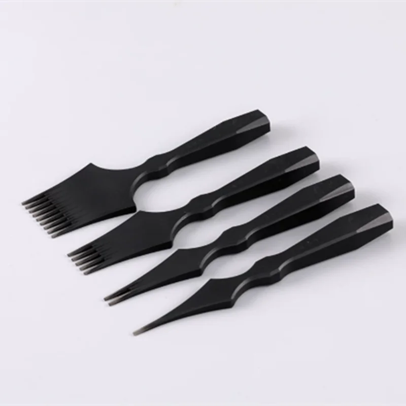 French Leather Pricking Iron 4-Pitch Set (2.7-3.85mm) - 9Cr18MoV Steel Chisel Tool for Hand Stitching & Craft