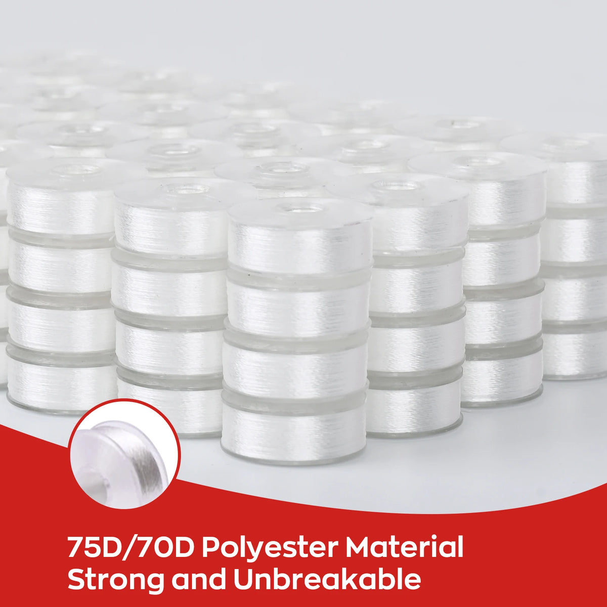 144PCS Prewound Embroidery Bobbins Size A70D/2(60WT) White/Black Polyester Bobbin Thread for Brother Babylock