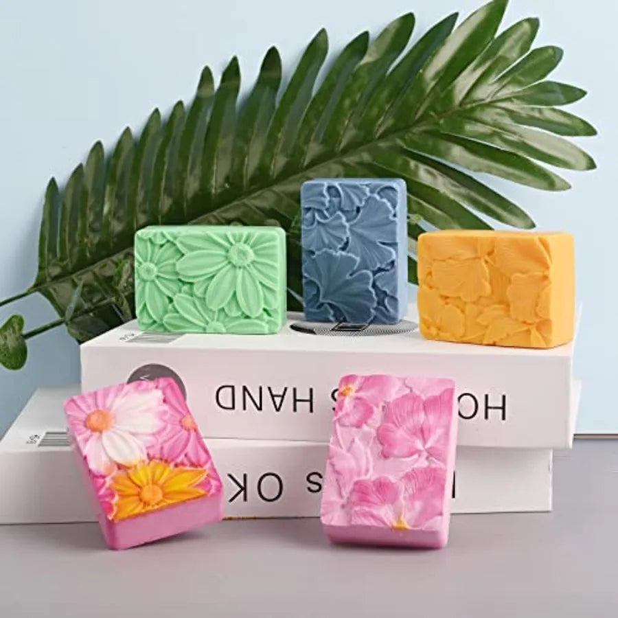 Soap Molds Silicone 3D Rectangular Flower Pattern Silicone Molds 3D Rectangular Flower Pattern Silicone Molds for Handmade Craf
