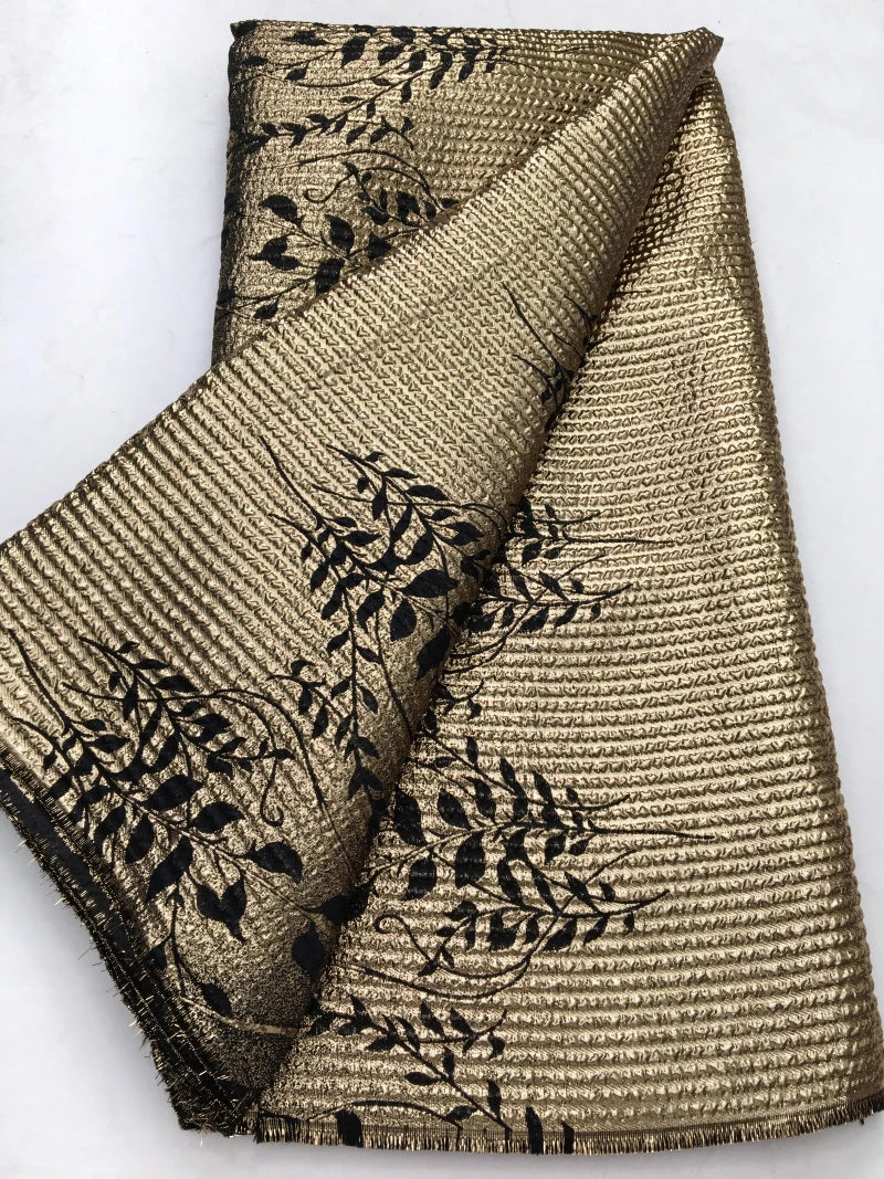 High Quality Nigerian Damask Brocade Lace Fabric 2025 Gilding Bride Wedding Dress African Jacquard Lace Fabric 5 Yards for Women