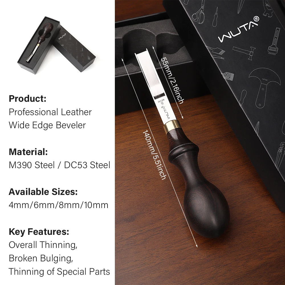 WUTA 1PC Professional Leather Wide Edger Skiver Edge Beveler Sharp M390/DC53 Steel Skiving Thinning Trimming Craft Leather Tools