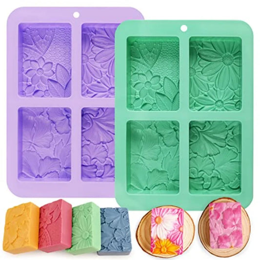 Soap Molds Silicone 3D Rectangular Flower Pattern Silicone Molds 3D Rectangular Flower Pattern Silicone Molds for Handmade Craf